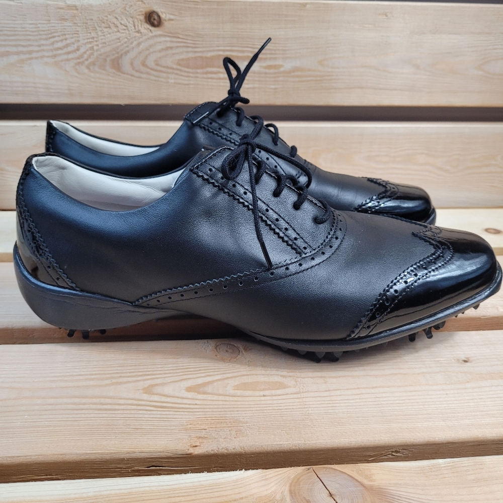 FootJoy Black Leather Wingtip Golf Shoes